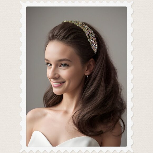 Wedding Bridal Headband, Crystal Bridesmaid Headpiece, Princess Floral Crown main image 5